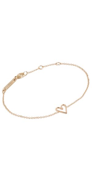 Zoe Chicco 14k Gold Tiny Open Heart Bracelet 14k Yellow Gold One Size