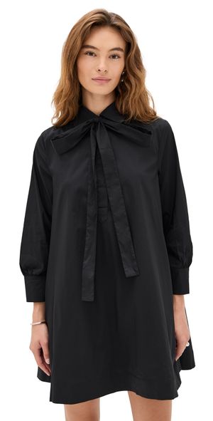 English Factory Bow Shirt Dress Black L