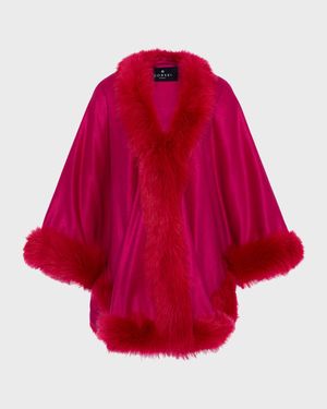 Cashmere Cape With Toscana Shearling Lamb Trim