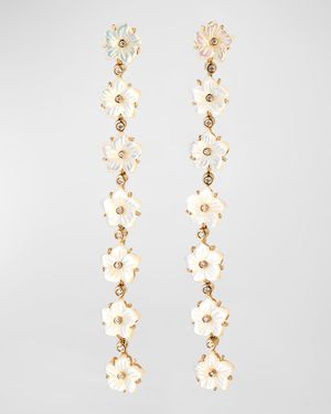 Carved Natural Mother of Pearl Drop Earrings