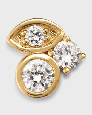 14K Yellow Gold Marquis Diamond Cluster Stud Earring, Single
