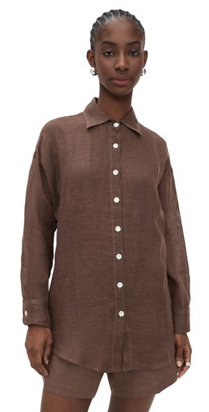 Vitamin A Playa Boyfriend Shirtdress Mocha XS