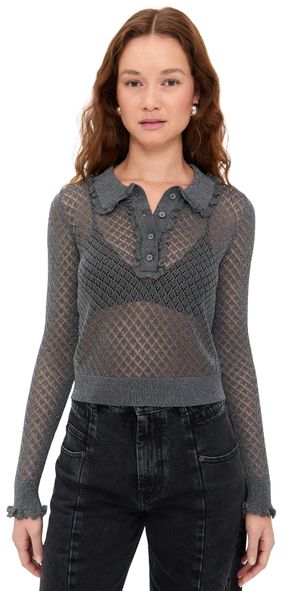 AKNVAS Klara Knit Polo Top Gunmetal S