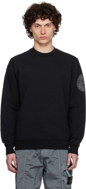 Stone Island Black Cotton Fleece Sweatshirt