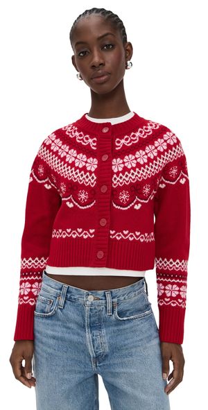 LoveShackFancy Shantae Cardigan Red Velvet Truffle S