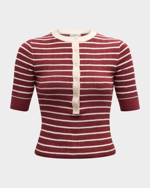 Fisher Pleated Button-Front Top