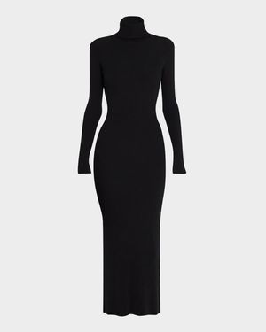 Rib-Knit Turtleneck Sweater Dress