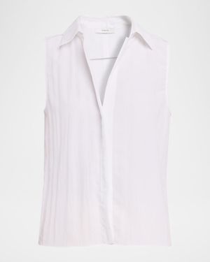 Sleeveless Boxy Button-Front Shirt