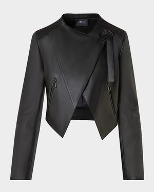 Nappa Leather Crop Moto Jacket