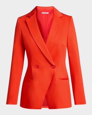 Single-Button Stretch Cotton Blazer