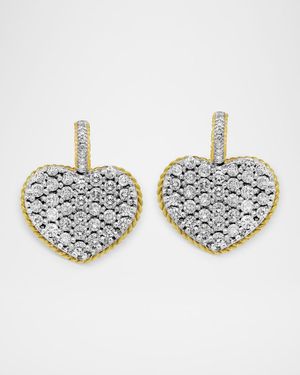 18K Two Tone Heart Earrings with Diamonds