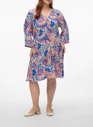 Vero Moda Curve - Robe courte Col V imprimée - Taille 48 - Beige