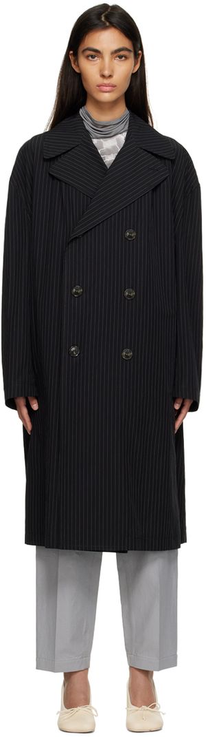 MM6 Maison Margiela Black Pinstripe Coat