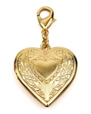 Heart Locket Charm w/ Floral Detail