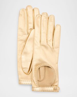 VLogo Signature Laminated Nappa Leather Gloves
