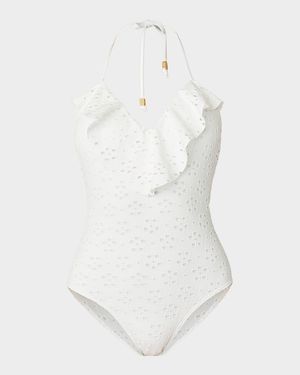 Eyelet Ruffle One-Piece Swimsuit