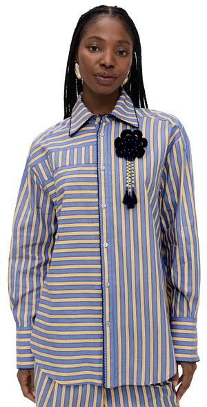De Loreta Oriente Blouse Mix Blue Stripes S