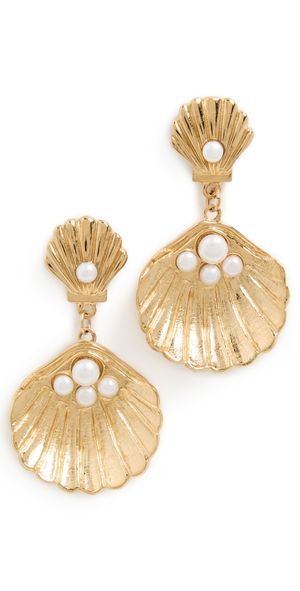 MAYAMAR Seashell Pearl Earrings Gold One Size
