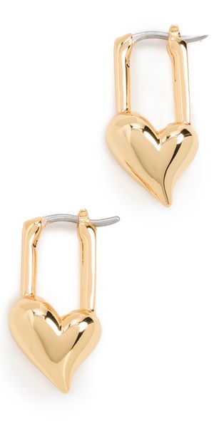 Jenny Bird Padlock Heart Huggies High Polish Gold One Size