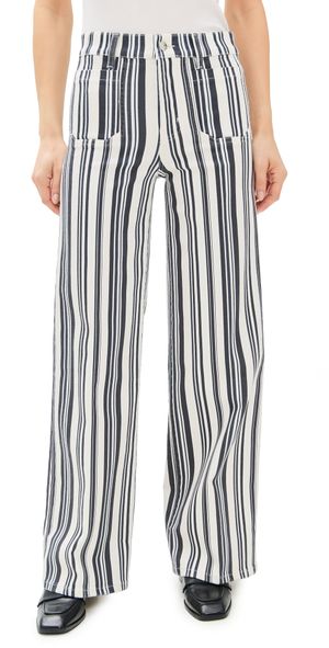 FRAME Le Slim Palazzo Modernist Pocket Jeans Navy Stripe 26