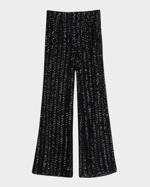 Stripe Sequined Wide Leg Trousers