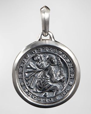 Men's St. Christopher Pendant in Silver, 34.5mm