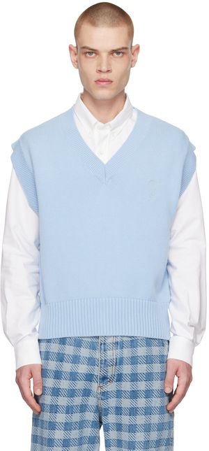 AMI Paris Gilet bleu à logo Ami de cœur