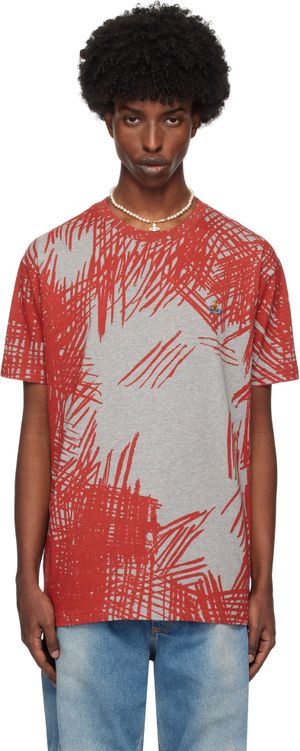 Vivienne Westwood T-shirt gris et rouge à motif graphique