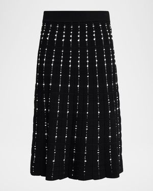 Fragmented Stripes A-Line Knit Skirt