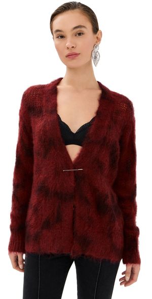 Isabel Marant Mylene Mohair Cardigan Deep Red 38