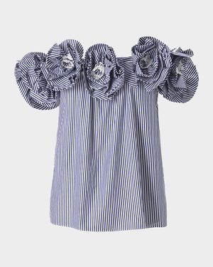 Embroidered Flower Off-the-Shoulder Top