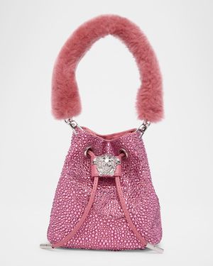 La Medusa Embellished Faux Fur Bucket Bag