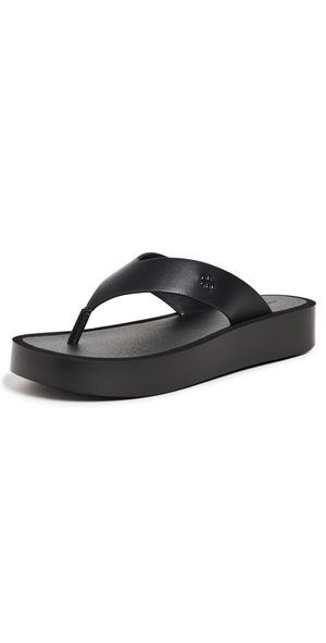 Tory Burch Leather Platform Flip Flops Black / Black 12