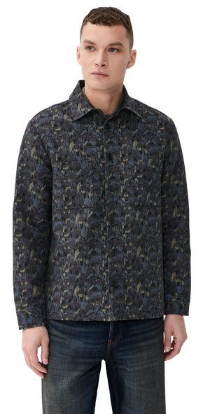 Wax London Whiting Camo Jacquard Overshirt Navy XXL