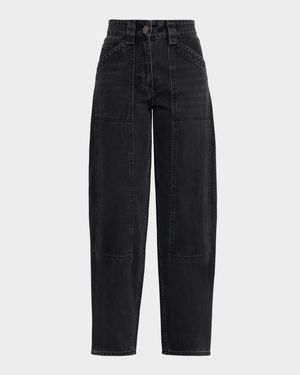 High-Rise Denim Crop Balloon Pants