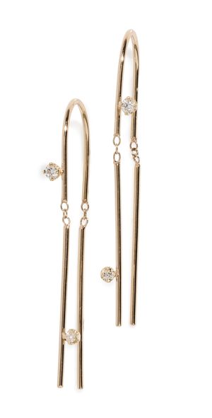 Zoe Chicco 14k Gold Wire Thread Thru Diamond Earrings 14k Yellow Gold One Size
