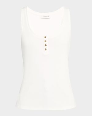 Alessia Ribbed Button Tank Top