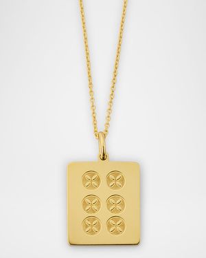 18K Gold Mahjong Six of Circles Tile Necklace