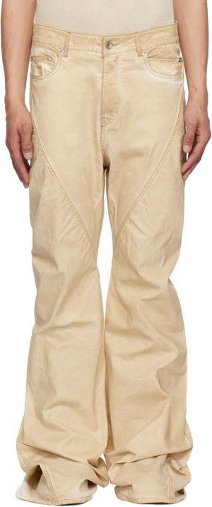 Rick Owens DRKSHDW Beige Hollywood Bias Bootcut Jeans