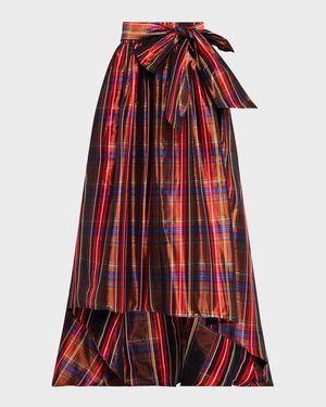 Kalina High-Low Plaid Maxi Skirt