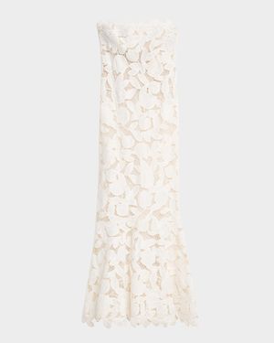 Valletta Strapless Floral Lace Maxi Dress