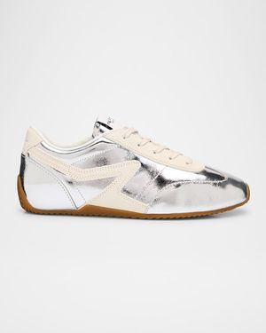 Ultra Slim Metallic Leather Retro Runner Sneakers