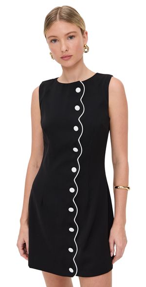 Another Girl Contrast Scallop Mini Dress Black XS