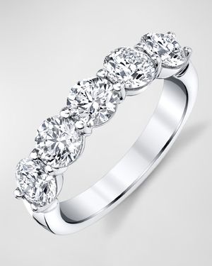 Platinum 5 Stone Band with Round Cut Diamonds, 1.65ct
