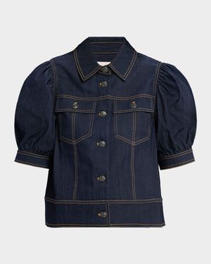 Leonie Puff-Sleeve Denim Jacket