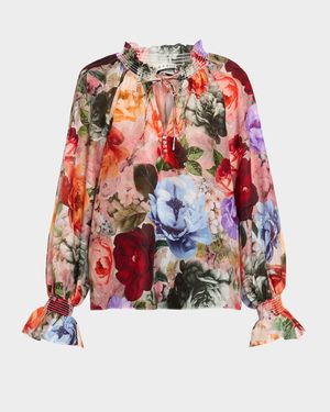 Norah Tie-Neck Peasant Blouse