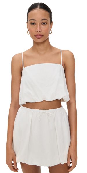 Onia Air Linen Bubble Crop Top White 14