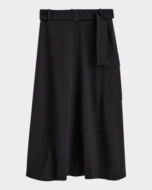 Pernette Belted A-Line Midi Skirt