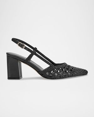 Zunnie Woven Leather Slingback Pumps