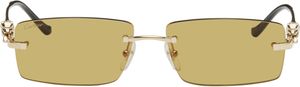 Cartier Gold Panthère Rectangular Metal Sunglasses